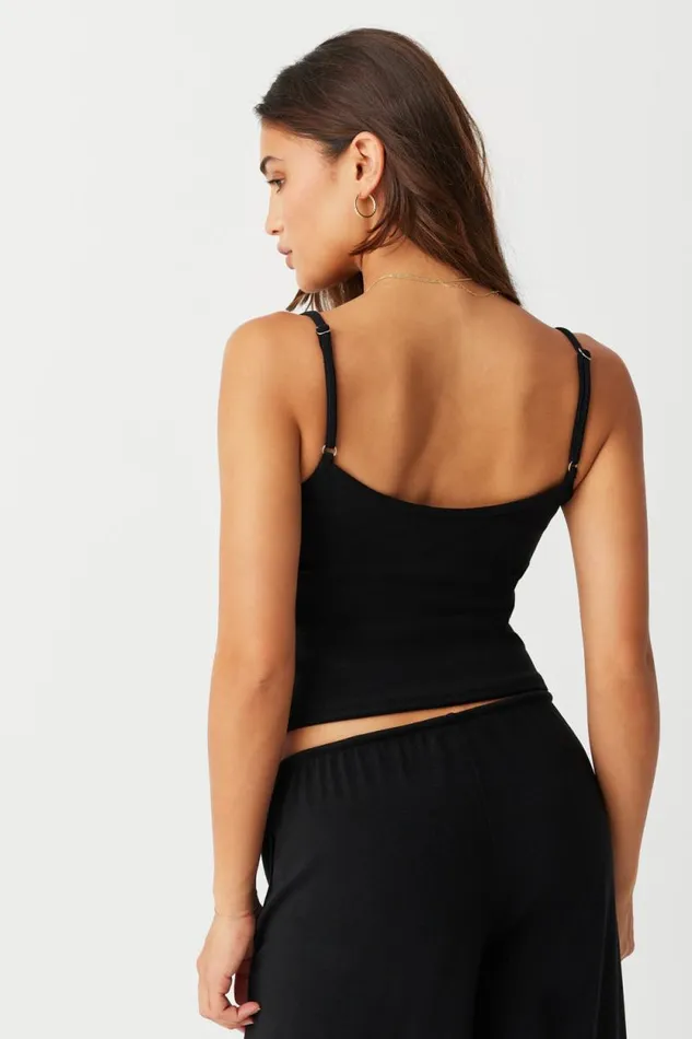 Frankies Bikinis Tops Women Butterfly Terry Tank Black