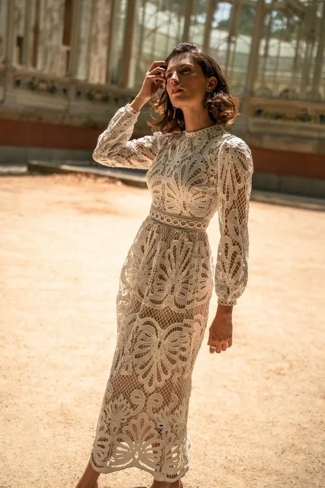 Geraldene Lace Dress In White Ivory Women Bohme Dresses