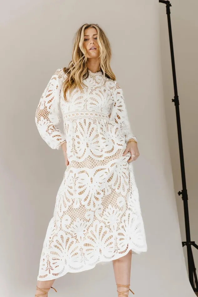 Geraldene Lace Dress In White Ivory Women Bohme Dresses