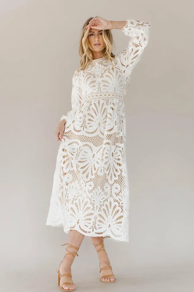 Geraldene Lace Dress In White Ivory Women Bohme Dresses