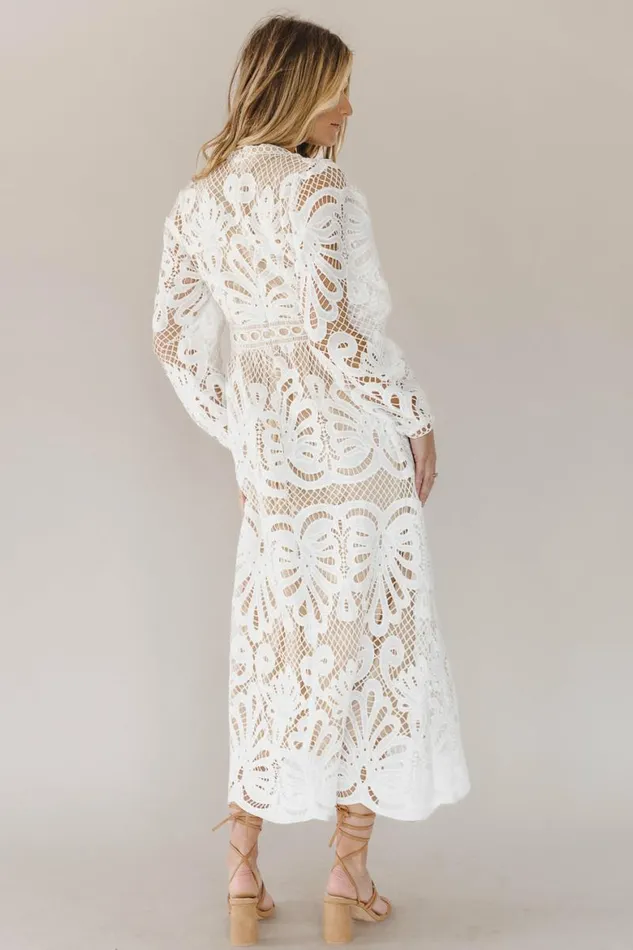 Geraldene Lace Dress In White Ivory Women Bohme Dresses
