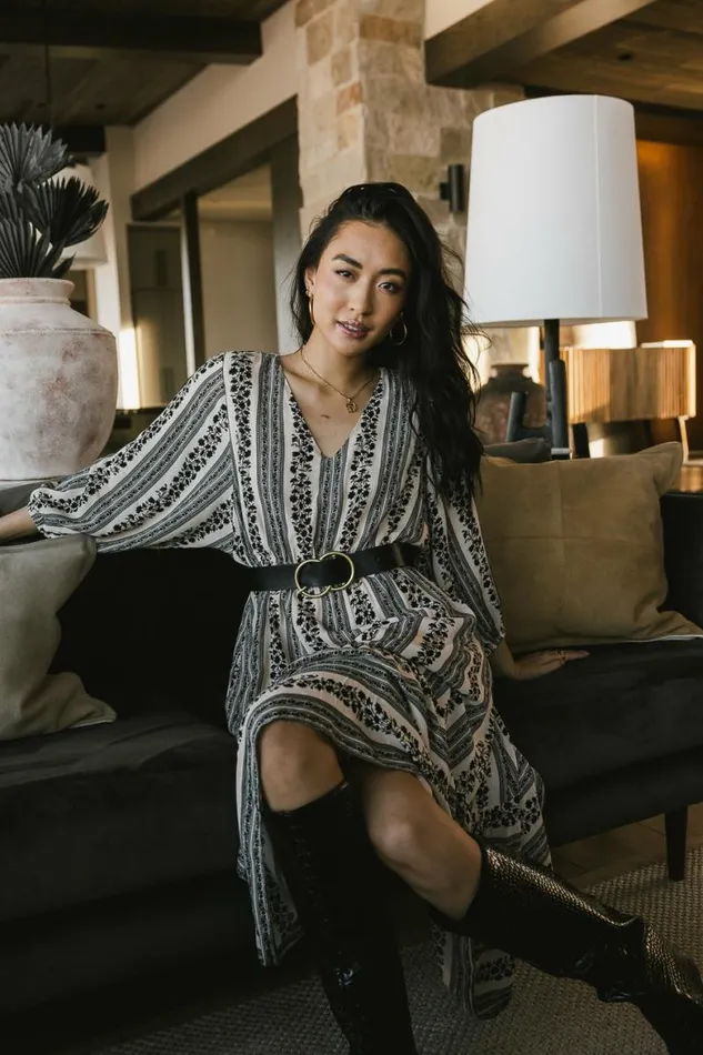 Gianna Printed Dress Black Women Bohme Dresses