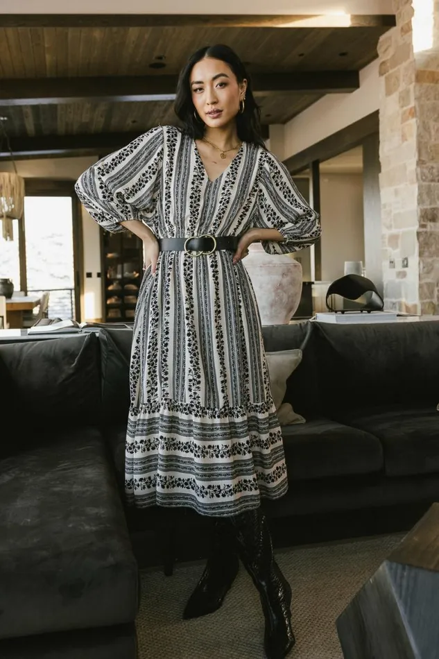 Gianna Printed Dress Black Women Bohme Dresses