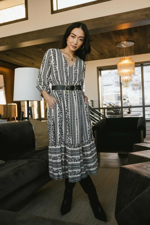 Gianna Printed Dress Black Women Bohme Dresses