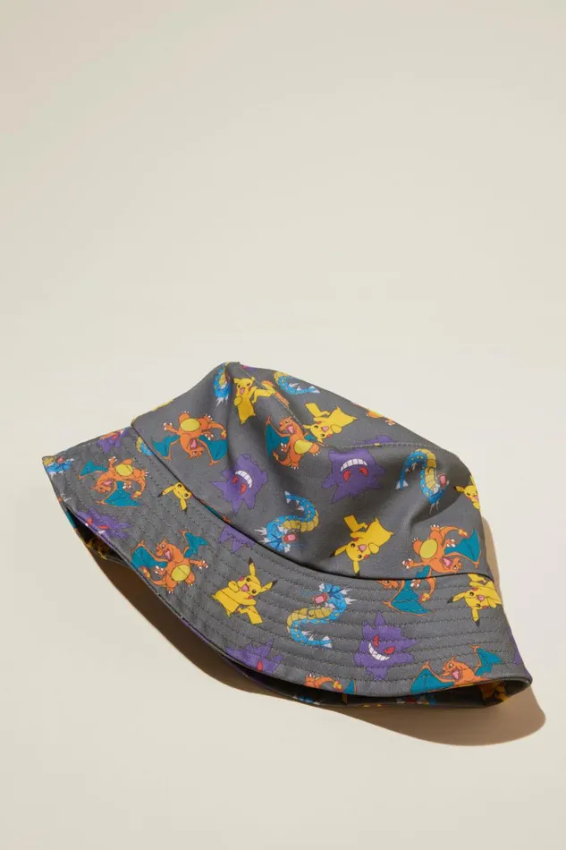 Girls 214Boys 214 Hats and Beanies Cotton On Licensed Bucket Hat Lcn Pok Pokemonswag Green