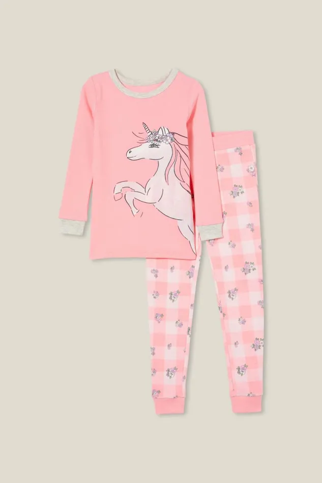 Girls 214Boys 214 Sleepwear Cotton On Mila Long Sleeve Pyjama Set Coral Dreamsava Unicorn Ditsy Gingham Girls 214Boys 214 Sleepwear Cotton On Mila Long Sleeve Pyjama Set Coral Dreamsava Unicorn Ditsy Gingham
