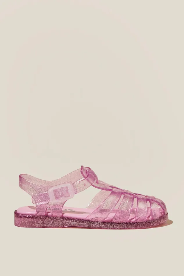 Girls 214 Flats and Sandals Cotton On Elsie Jelly Sandal Pink Gerbera Glitter
