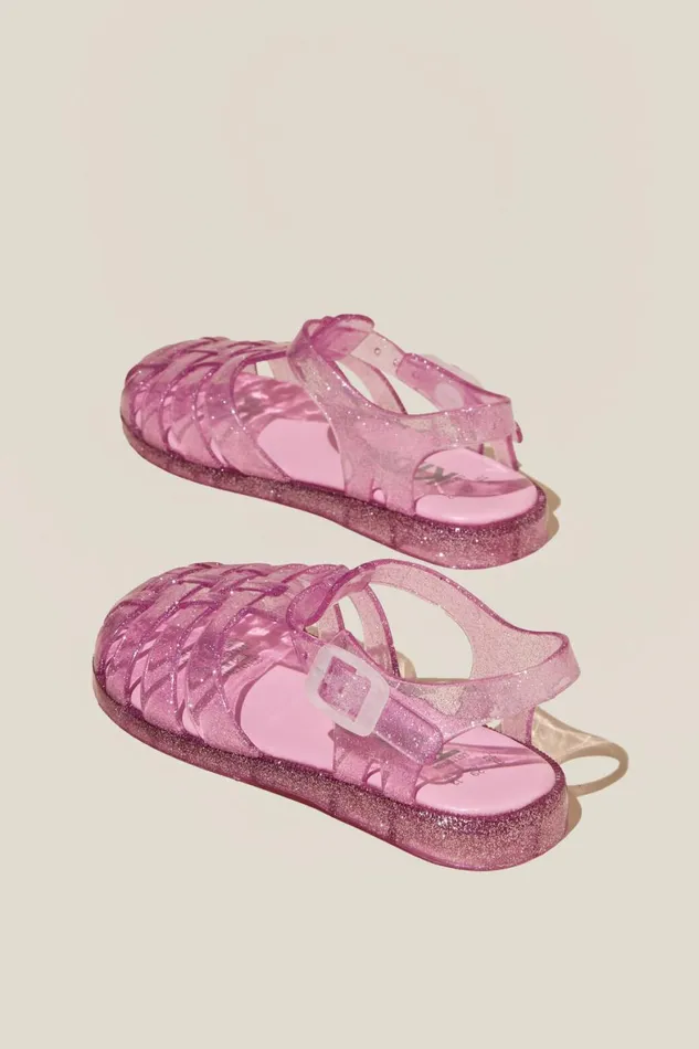 Girls 214 Flats and Sandals Cotton On Elsie Jelly Sandal Pink Gerbera Glitter