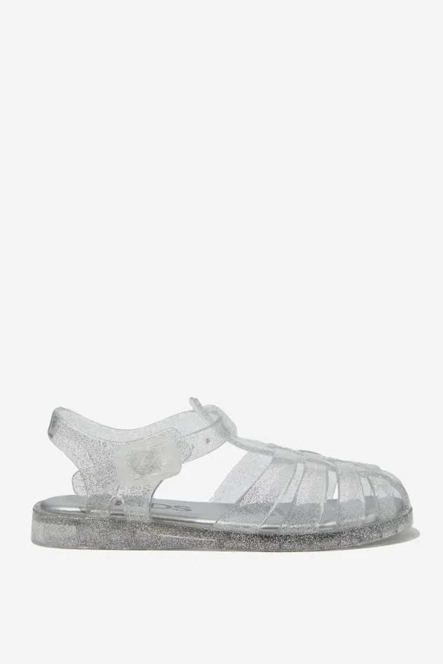 Girls 214 Flats and Sandals Cotton On Elsie Jelly Sandal Silver Glitter