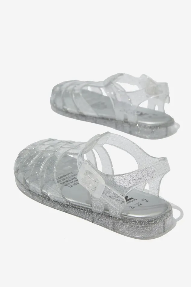 Girls 214 Flats and Sandals Cotton On Elsie Jelly Sandal Silver Glitter