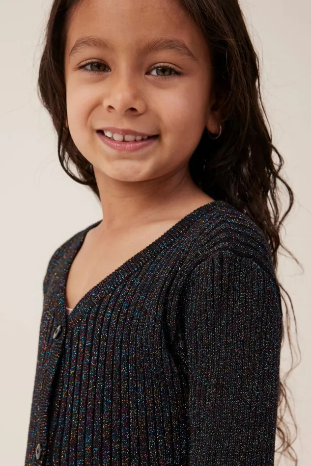 Girls 214 Jackets and Sweaters Cotton On Molly Cardigan Black Rainbow Sparkle
