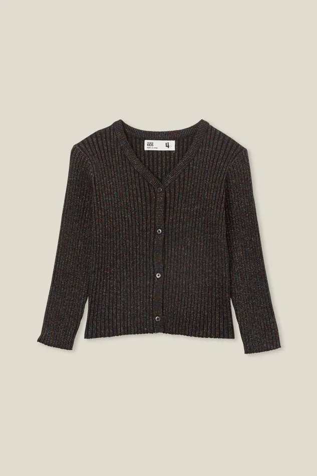 Girls 214 Jackets and Sweaters Cotton On Molly Cardigan Black Rainbow Sparkle