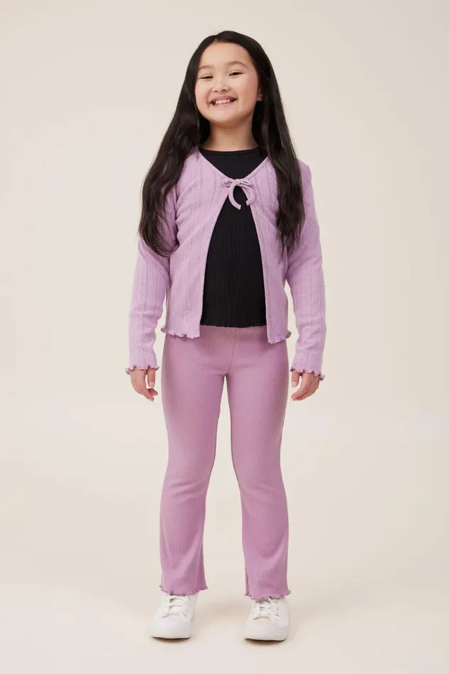 Girls 214 Leggings Pants and Jeans Cotton On Frankie Flare Pant Chalky Mauve Rib
