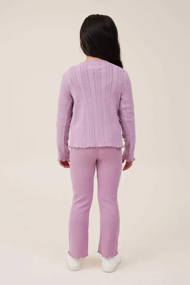 Girls 214 Leggings Pants and Jeans Cotton On Frankie Flare Pant Chalky Mauve Rib