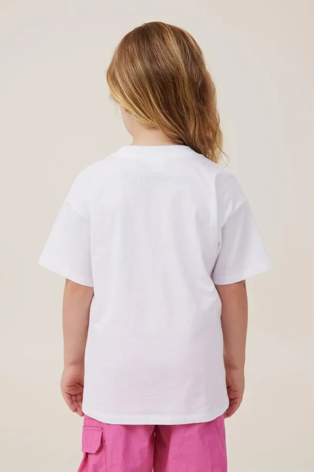 Girls 214 Tops and TShirts Cotton On License Drop Shoulder Short Sleeve Tee Lcn Mat Barbiewhite