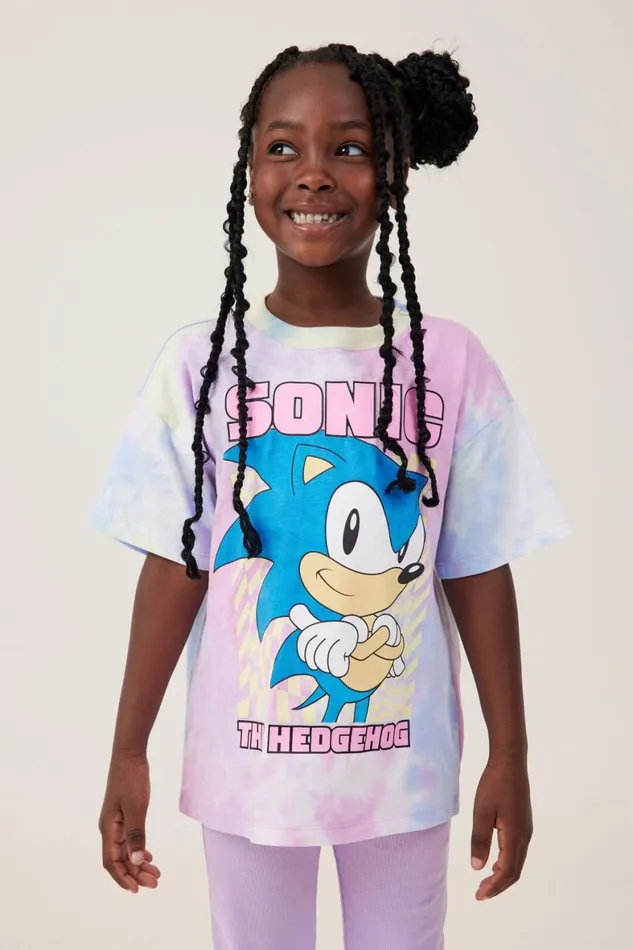 Girls 214 Tops and TShirts Cotton On License Drop Shoulder Short Sleeve Tee Lcn Seg Sonic The Hedgehogtie Dye Girls 214 Tops and TShirts Cotton On License Drop Shoulder Short Sleeve Tee Lcn Seg Sonic The Hedgehogtie Dye