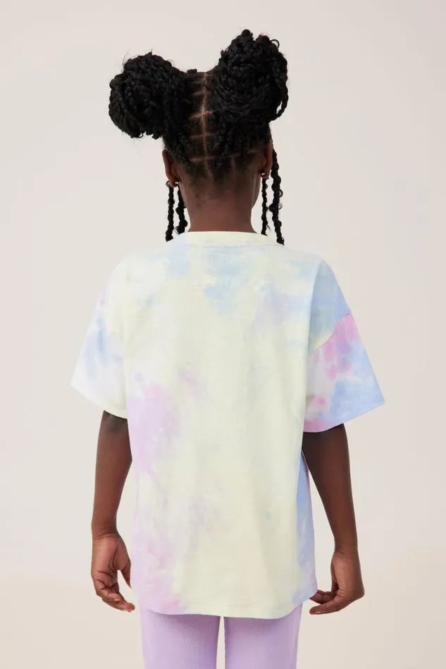 Girls 214 Tops and TShirts Cotton On License Drop Shoulder Short Sleeve Tee Lcn Seg Sonic The Hedgehogtie Dye