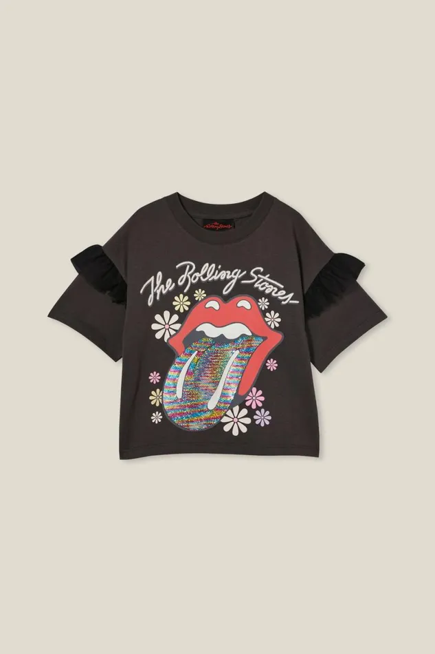 Girls 214 Tops and TShirts Cotton On License Party Short Sleeve Top Lcn Bra Rolling Stones Tonguephantom Girls 214 Tops and TShirts Cotton On License Party Short Sleeve Top Lcn Bra Rolling Stones Tonguephantom