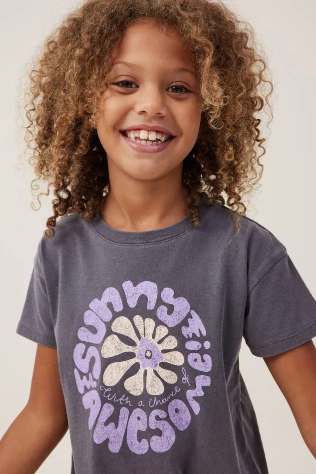 Girls 214 Tops and TShirts Cotton On Poppy Short Sleeve Print Tee Rabbit Greychance Of Awesome