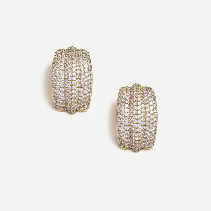 Gold Crystal Ridged Earrings Women Self Portrait Jewellery