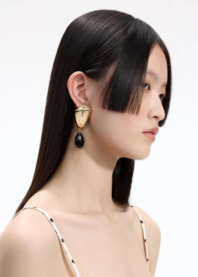 Gold Droplet Earrings Women Self Portrait Accessories