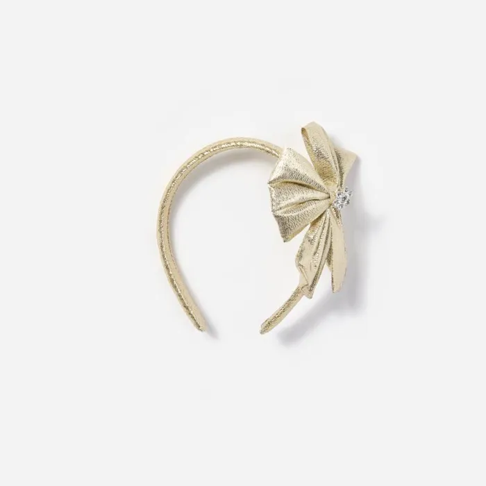 Gold Metallic Bow Headband Kids Self Portrait Party Dresses