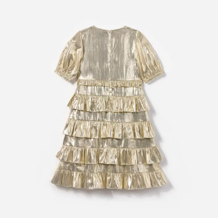 Gold Metallic Frill Dress Kids Self Portrait Party Dresses Gold Metallic Frill Dress Kids Self Portrait Party Dresses