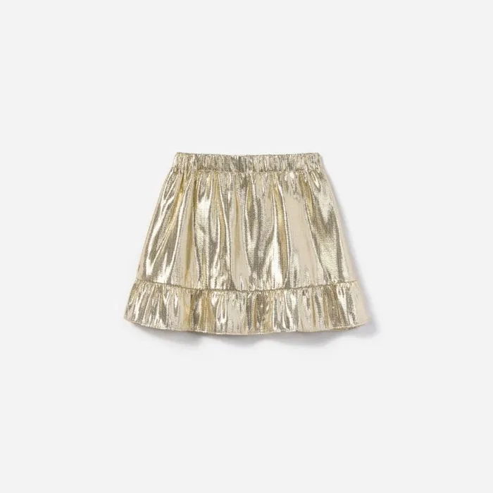 Gold Metallic Frill Skirt Kids Self Portrait Party Dresses