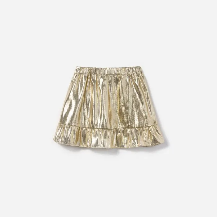 Gold Metallic Frill Skirt Kids Self Portrait Party Dresses