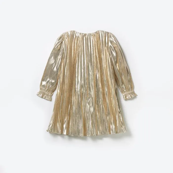 Gold Metallic Mini Dress Kids Self Portrait Party Dresses