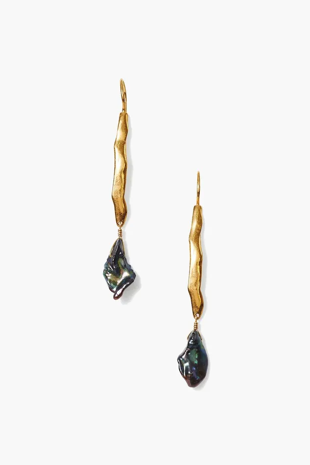 Gold Wave Pearl Drop Earrings Peacock Women Chan Luu Earrings