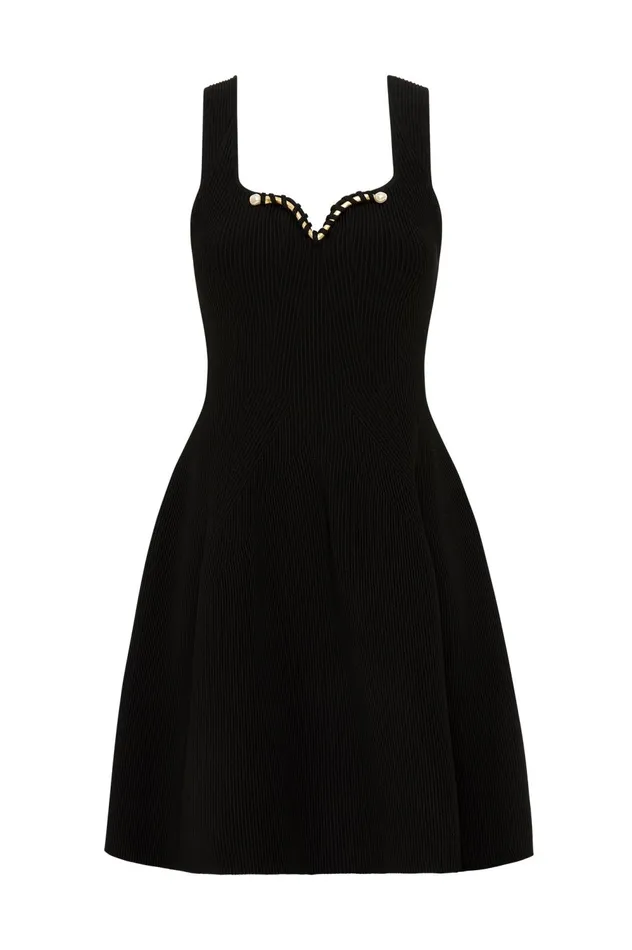 Goldfoil Metal Bar Mini Dress Black Women Aje Body 038 Crepe Knit