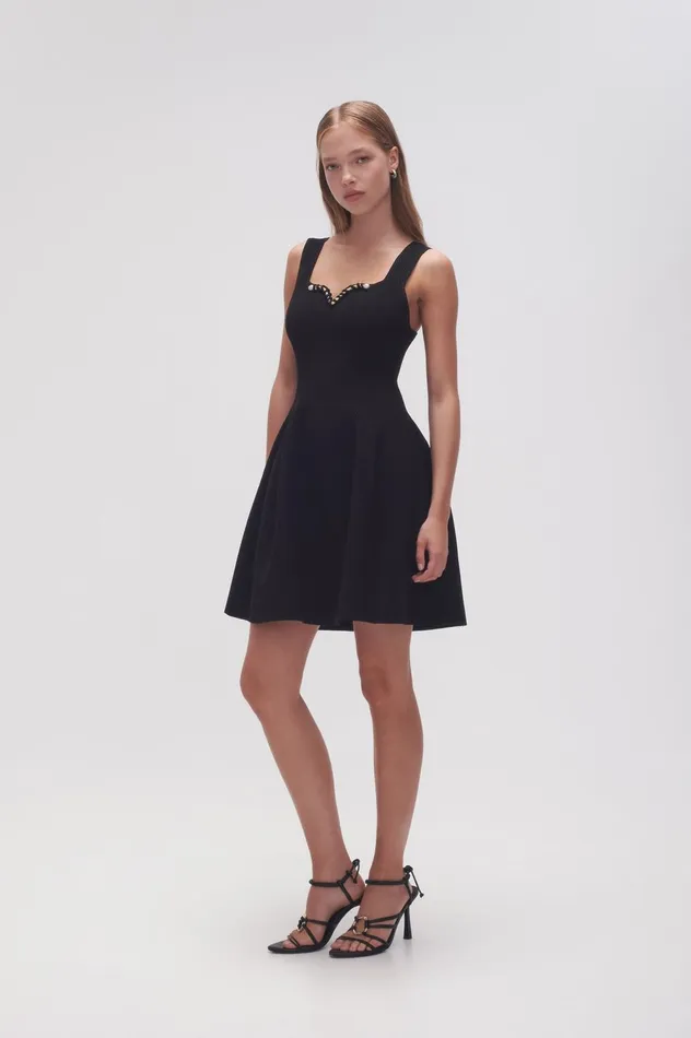 Goldfoil Metal Bar Mini Dress Black Women Aje Body 038 Crepe Knit