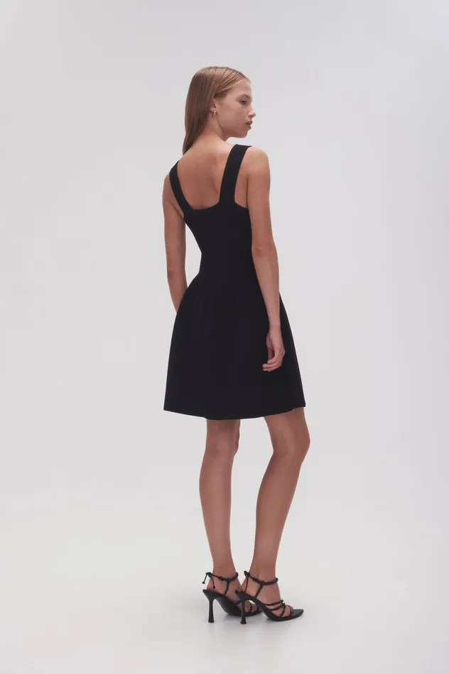 Goldfoil Metal Bar Mini Dress Black Women Aje Body 038 Crepe Knit