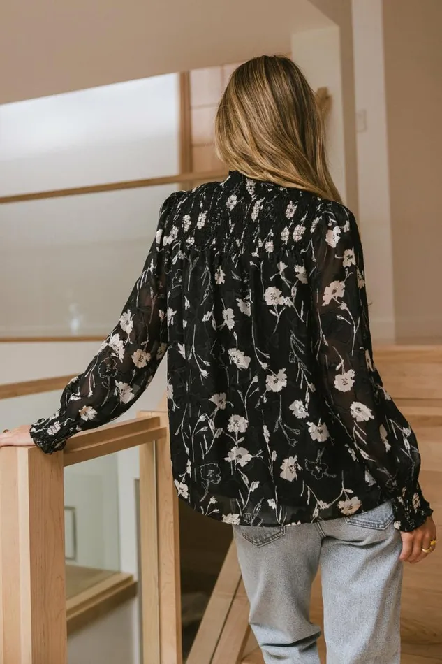Grayson Floral Blouse Black Women Bohme Tops