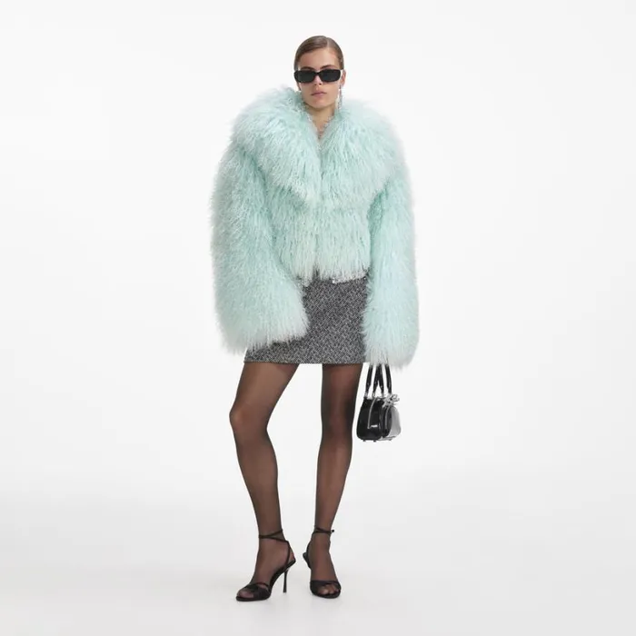 Green Shearling Jacket Women Self Portrait Outerwear