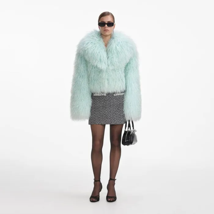 Green Shearling Jacket Women Self Portrait Outerwear