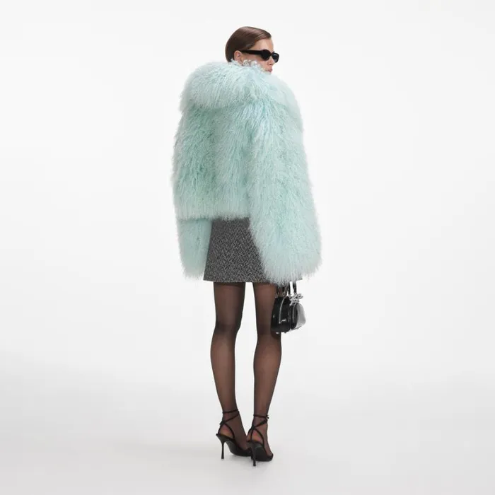 Green Shearling Jacket Women Self Portrait Outerwear