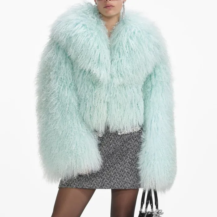 Green Shearling Jacket Women Self Portrait Outerwear