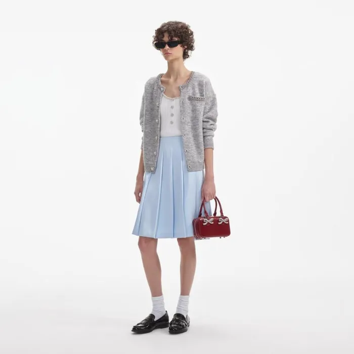 Grey Melange Cardigan Women Self Portrait Knitwear