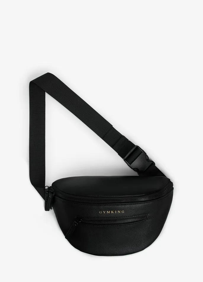 Gym King Accessories Men Faux Leather Bum Bag 8211 Black