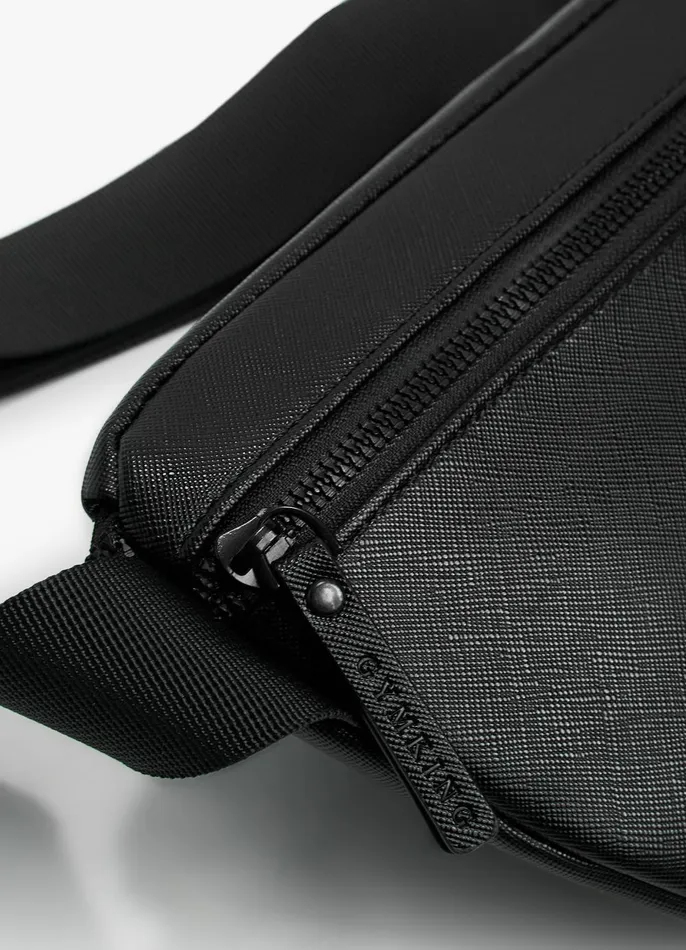 Gym King Accessories Men Faux Leather Bum Bag 8211 Black