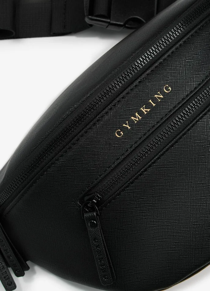 Gym King Accessories Men Faux Leather Bum Bag 8211 Black