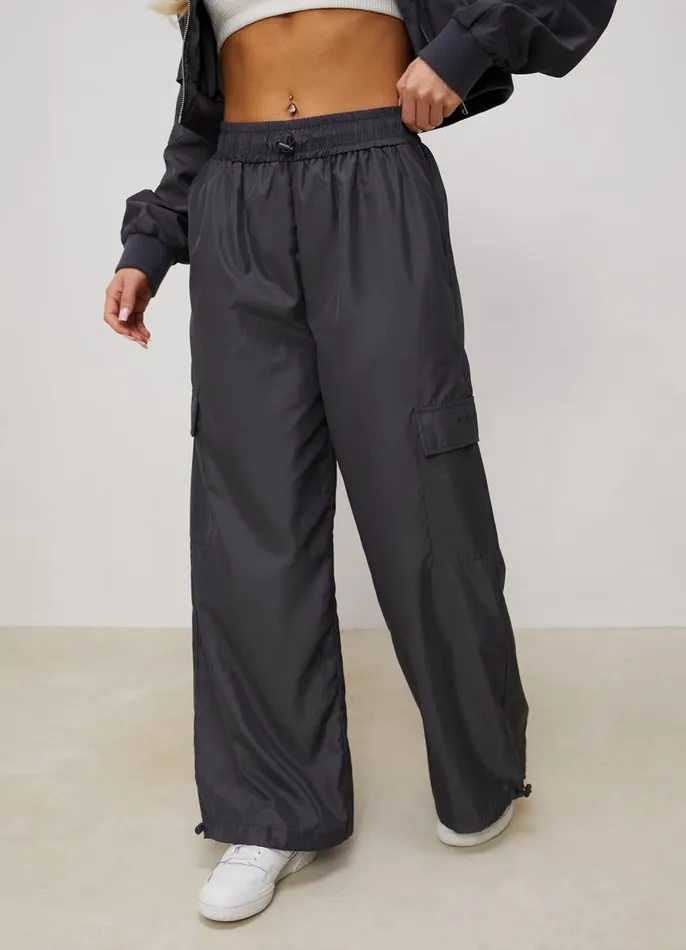 Gym King Joggers Women Satin Cargo Pants 8211 Graphite