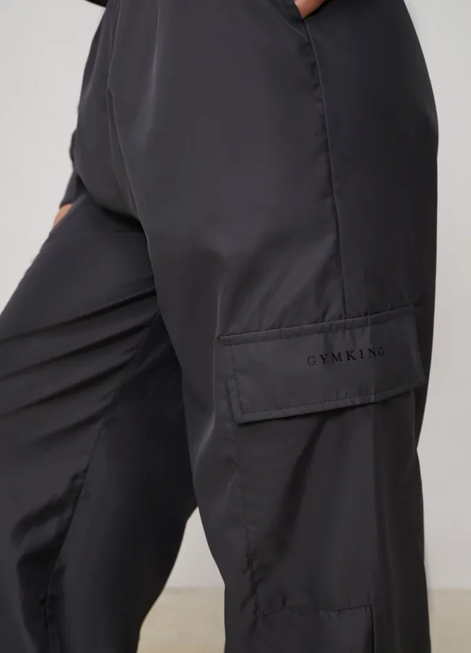 Gym King Joggers Women Satin Cargo Pants 8211 Graphite