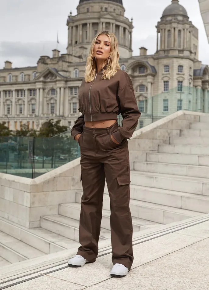 Gym King Joggers Women Woven Cargo Pant 8211 Chocolate