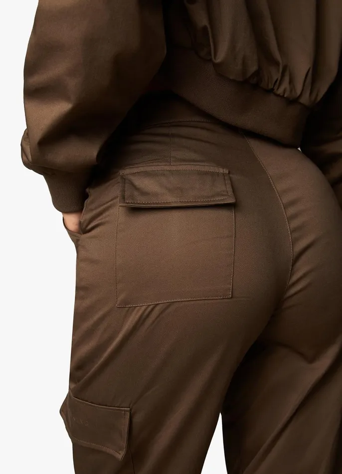 Gym King Joggers Women Woven Cargo Pant 8211 Chocolate