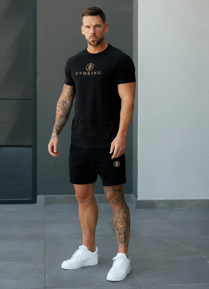 Gym King Shorts Men Pro Logo Jersey Short 8211 BlackGold