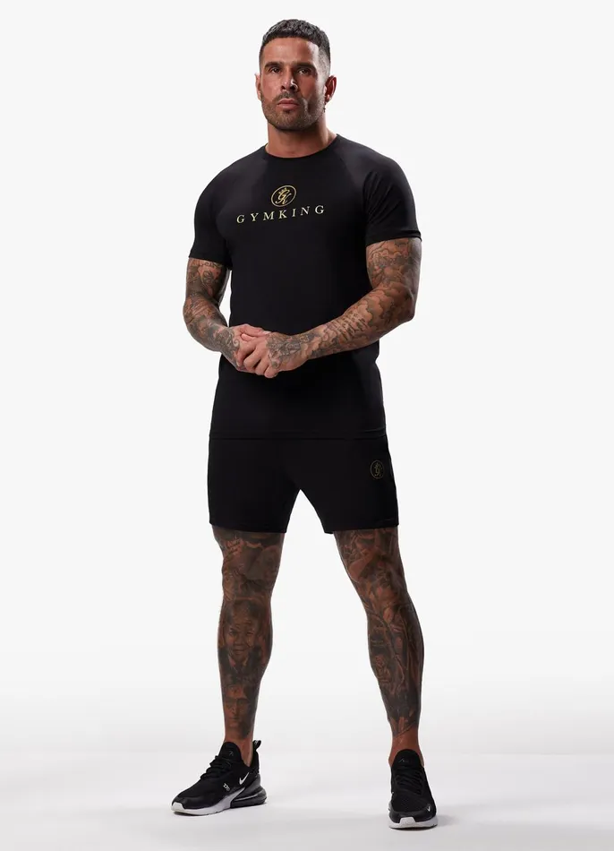 Gym King Shorts Men Pro Logo Jersey Short 8211 BlackGold