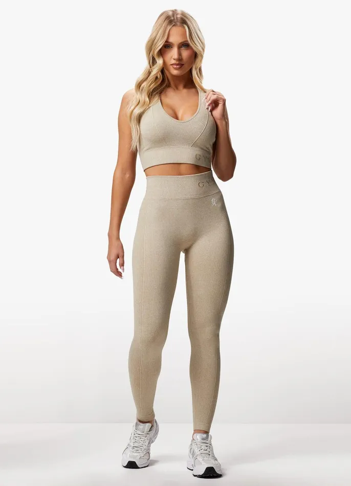 Gym King Sports Bras Women Formation Racer Rib Bra 8211 Oatmeal Marl